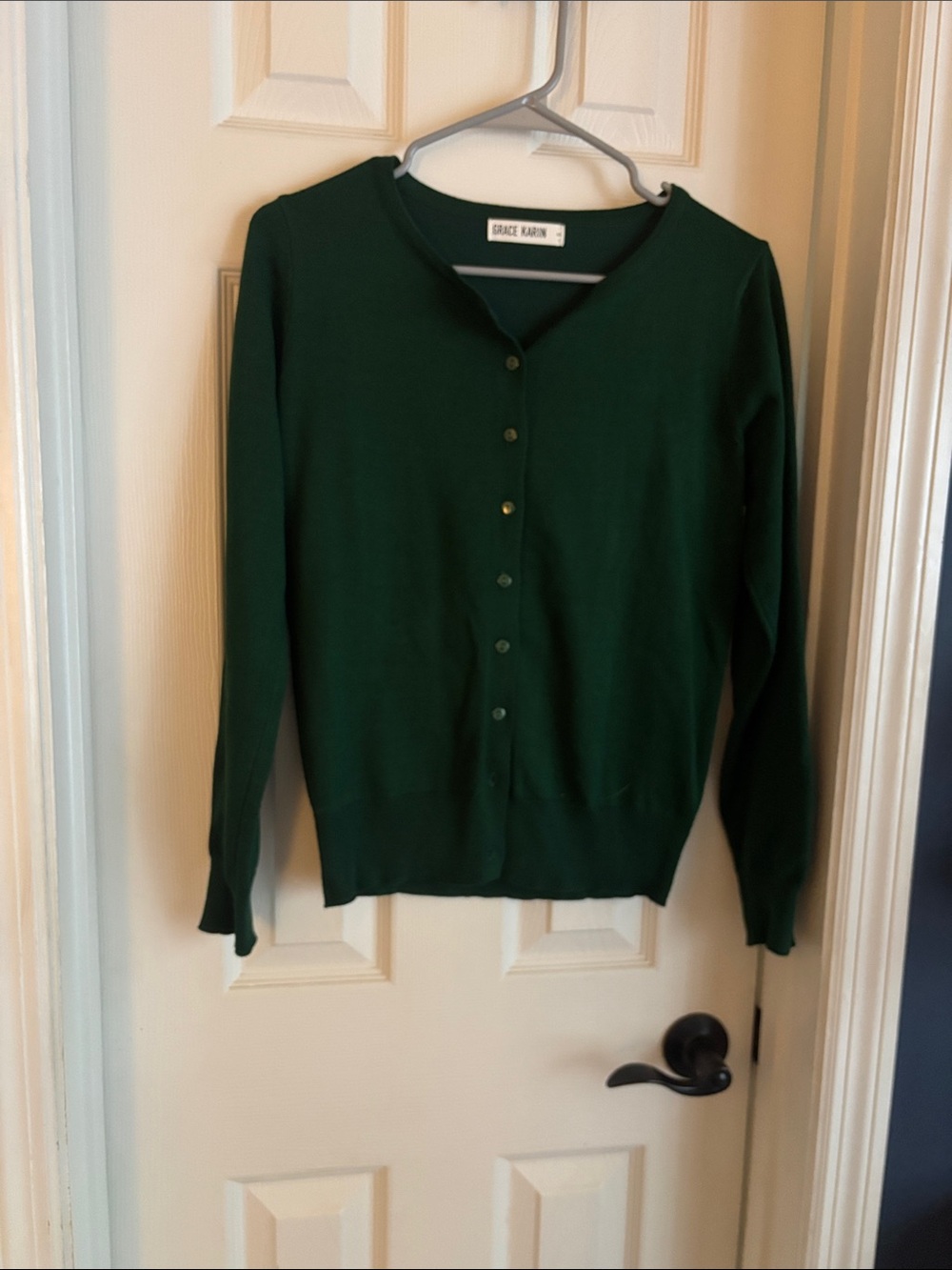 Grace Karin Emerald Green V-Neck Button Cardigan